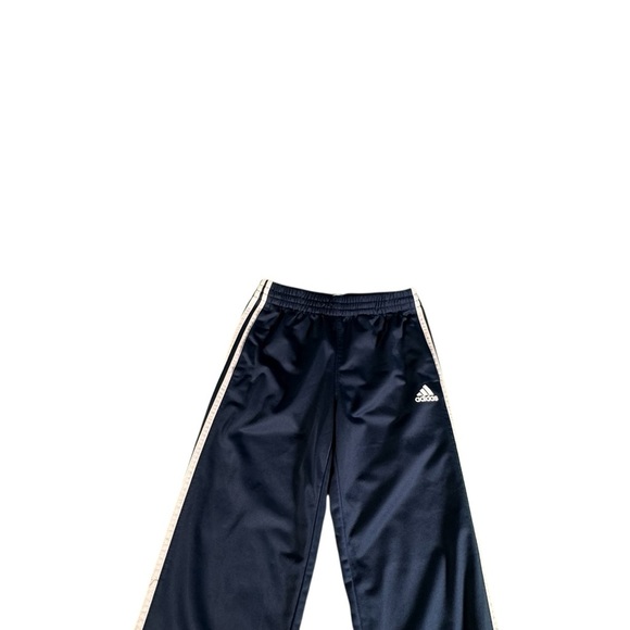 Adidas Youth Medium 10-12 Track Pants Blue White Stripe Logo Athletic Joggers - Picture 2 of 10